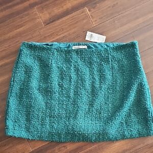 Talbots Teal Textured Bouclé Mini Skirt